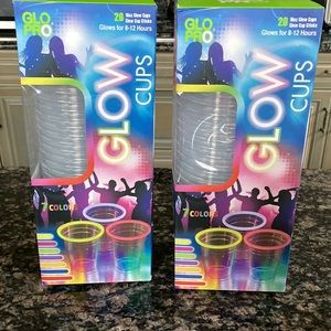 GLO PRO 2O COUNT GLOWING PARTY CUPS 7 COLORS LOT IF 2 SETS 40 TOTAL NWT